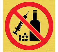 Panneau d'interdiction P908 : interdiction d'alcool ou de drogues - 150 x 150 mm - S15
