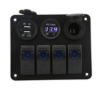 Panneau d'interrupteur à bascule à 4 gangs, panneau pré-câblé étanche avec double prise allume-cigare USB, boîte de commutation combinée marche/arrêt pour camions automobiles