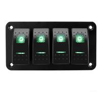 Panneau d'interrupteur à bascule en aluminium 5 vitesses Vert LED pré-câblé | IP65 étanche, anti-poussière, résistant à l'humidité, idéal pour l'extérieur, longue durée de vie