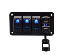 Panneau d'interrupteur à bascule Riloer, interrupteur de panneau de commande à 4 positions, interrupteur à bascule étanche, chargeur double USB 5V 4,8A