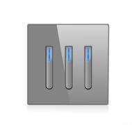 Panneau d'interrupteur mural avec indicateur LED 10 A 250 V auto-réinitialisé avec panneau en verre trempé pour un nettoyage facile et une durabilité (3 interrupteurs 2 voies)