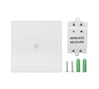 Panneau d'interrupteur mural tactile sans fil 100-240V à 1 voie Panneau d'interrupteur lumineux tactile télécommandé avec récepteur pour maison intelligente(blanche)