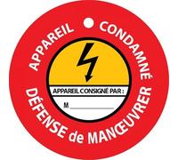 Panneau - Disque de condamnation aimanté "Appareil condamné, défense de manuvrer" - Ø100 mm - PVC laminé