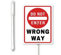 Panneau « Do Not Enter Wrong Way » avec piquets - 11,7 x 15,2 cm