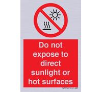 Panneau « Do not expose to direct sunlight or hot surfaces » - 50 x 75 mm - A8P