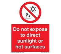 Panneau « Do not expose to direct sunlight or hot surfaces » - 75 x 100 mm - A7P
