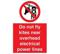 Panneau « Do not fly kites near overhead electric power lines » - 400 x 600 mm - A2P