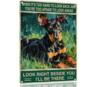 Panneau Doberman Pinscher rétro en métal aspect étain Right Beside You Dog Lover pour intérieur ou extérieur Décoration de maison, bar, boutique, cadeau vintage 20,3 x 30,5 cm