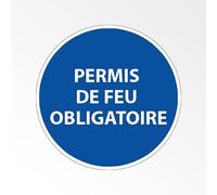 Panneau d'obligation de port d'EPI - Permis de feu obligatoire - 200 mm - Vinyle Souple Autocollant