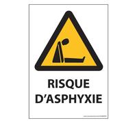 Panneau d'obligation 'Risque d'asphyxie" - ISO 7010 - W041 - PVC dos adhésif - A5