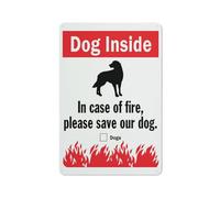 Panneau « Dog Inside In Case Of Fire Please Save Our Dog » - 30,5 x 20,3 cm