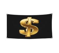 Panneau dollar doré - Bannière imprimée pour festival - Décoration d'extérieur résistante aux UV - Pour les salons professionnels et les événements de jardin - Drapeau réutilisable pour événements.