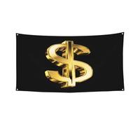 Panneau dollar doré - Bannière personnalisable pour événements - Décoration extérieure/intérieure avec œillets en métal pour festivals et fêtes