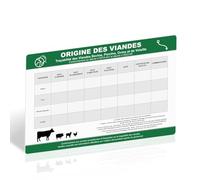 Panneau d'origine des viandes - 300 x 200mm Plastique PVC rigide - Surface effaçable, réinscriptible - Autocollant pour installation facile