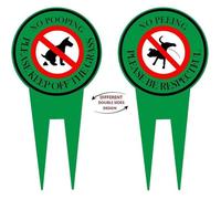 Panneau double face 15x30cm ""Interdit aux chiens"" avec piquet, message poli pour protéger votre pelouse des déjections canines.