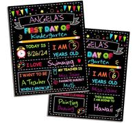 Panneau double face « First & Last Day of School » - 30,5 x 25,4 cm - Tableau noir réutilisable et lavable pour la maternelle, pré-K, peinture en couleur pour la rentrée scolaire