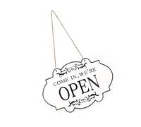 Panneau double face ouvert fermé 33 x 20 cm en bois pour porte d'entreprise, mur, fenêtre, magasin, restaurant, café, hôtel, panneau de magasin suspendu