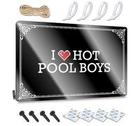 Panneau doux imperméable - Impression rétro simple pour café, pub - Décoration pré-percée - Personnalisable - Inscription « I Love Hot Pool Boys » (20 x 30 cm)