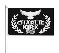 Panneau drapeau Charlie Kirk « Pour toujours dans nos cœurs » 3 x 5 double face