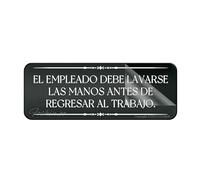 Panneau en acrylique autocollant El Empleado Debe Lavarse Las Manos Antes de Regresar Al Trabajo 25,4 x 7,6 cm avec symboles pour restaurant, salon, hôtel, motel, toilettes publiques