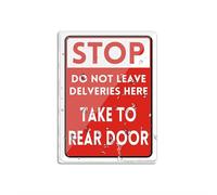 Panneau en acrylique avec inscription « Do Not Leave Deliveries Here Take To Rear Door Restriction Alert Caution Warning Notice » - 15,2 x 20,3 cm - Autocollant - Design moderne - Facile à installer