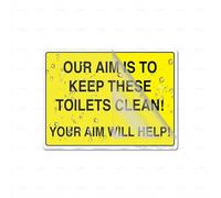 Panneau en acrylique avec inscription « Our Aim Is To Keep These Toilets Clean » - 15,2 x 20,3 cm - Autocollant - Design moderne - Facile à installer