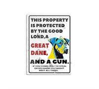 Panneau en acrylique avec inscription « This Property Is Protected By The Good Lord A Great Dane Dog » - Avertissement extérieur - 15,2 x 20,3 cm - Autocollant pour restaurant, salon, hôtel, motel