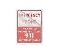 Panneau en acrylique pour mur d'urgence avec inscription « Phone Pick Up Phone Will Call 911 » - Avis d'avertissement de sécurité automatique - Panneau autocollant pour porte ou mur - 15,2 x 20,3 cm