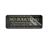 Panneau en acrylique pour mur fantaisie « No Soliciting We Do Not Buy Goods Or Services Sold Door to Door » - Panneau mural ou de porte - Durable - Avec ruban adhésif puissant et propre au dos - 25,4