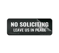 Panneau en acrylique pour mur « No Soliciting Leave Us In Peace » - Longue durée de vie - Avec ruban adhésif puissant et propre au dos - 25,4 x 7,6 cm