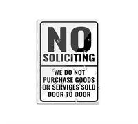 Panneau en acrylique pour mur « No Soliciting We Do Not Buy Goods Or Services Sold Door to Door » - Panneau mural ou de porte - Longue durée - Avec ruban adhésif double face au dos - 15,2 x 20,3 cm