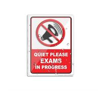 Panneau en acrylique pour mur « Quiet Please Exams In Progress School College University » - Panneau autocollant pour porte ou mur - 15,2 x 20,3 cm