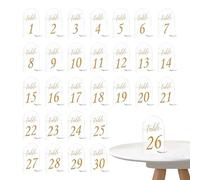 Panneau en acrylique transparent arche | Lot de 30 panneaux vierges | Numéros de table 1 à 30 imprimés doré avec supports,pour Fêtes de Mariage, Anniversaire, Réunion, Banquet, Célébration,