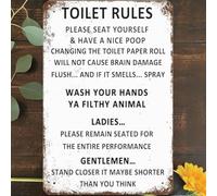 Panneau en aluminium 20,3 x 30,5 cm - Décoration murale amusante avec inscription « Please Flush Toilet Stand Closer,Its Shorter Than You Think »