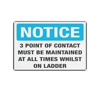 Panneau en aluminium 3 Point Of Contact Must Be Maintained At All Time Whwhile On Ladder - 30,5 x 20,3 cm - Protection UV, imperméable, résistant aux intempéries et à la décoloration - 4 trous
