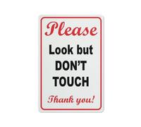 Panneau en aluminium antirouille avec inscription « Please Look But Don'T Touch Thank You » - 20,3 x 30,5 cm - Facile à lire et robuste - Pour l'extérieur - Pour maison, ferme, cour