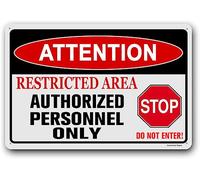 Panneau en aluminium « Attention Employees Only Beyond This Point », 30,5 x 40,6 cm, facile à monter