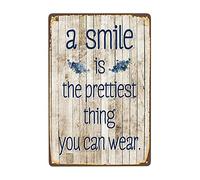 Panneau en aluminium avec inscription « A Smile Is The Prettiest Thing You Can Wear » - Décoration murale - 30,5 x 40,6 cm