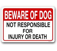 Panneau en aluminium avec inscription « Beware Of Dog », panneau décoratif pour la maison, la cour, « Beware of Dog, Not Responsible For Injury Or Death » 20,3 x 30,5 cm