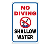 Panneau en aluminium avec inscription « Caution No Diving Shallow Water » - 20,3 x 30,5 cm - Décoration murale pour intérieur/extérieur