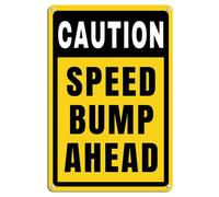 Panneau en aluminium avec inscription « Caution Speed Bump Ahead » - 14 x 20 cm - Décoration murale pour intérieur/extérieur