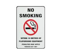 Panneau en aluminium avec inscription « No Smoking Within 10 meters Of Playground Equipment » 30,5 x 20,3 cm - Protection contre les UV, imperméable, résistant aux intempéries et à la décoloration - 4