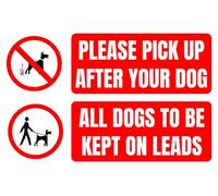 Panneau en aluminium avec inscription « Please pick up after your dog All dogs to be kept on leads » - 14 x 20 cm - Décoration murale pour intérieur/extérieur