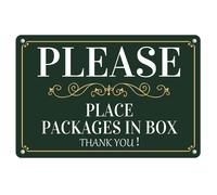 Panneau en aluminium avec inscription « Please Place Packages In Box » - 30,5 x 40,6 cm - Décoration murale pour intérieur/extérieur
