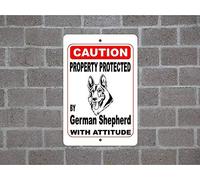 Panneau en aluminium avec inscription « Property Protected by German Shepherd Guard Dog Warning Yard Fence Race » - 20,3 x 30,5 cm