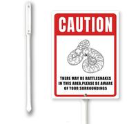 Panneau en aluminium avec piquet « Caution There May Be Rattlesnakes In Area Yard » - 11,7 x 15,2 cm - Facile à installer