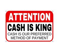 Panneau en aluminium « Cash is King » - 14 x 20 cm - Décoration murale pour intérieur/extérieur
