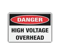 Panneau en aluminium Danger High Voltage Overhead 30,5 x 20,3 cm - Protection UV, imperméable, résistant aux intempéries et à la décoloration - 4 trous pré-percés