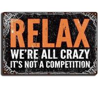 Panneau en aluminium de 20,3 x 30,5 cm - Décoration murale gothique d'Halloween - Relax We're All Crazy It's Not Competition - Décoration murale pour salon, bureau, hôtel, café et pub - Cadeau idéal