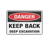 Panneau en aluminium « Keep Back Deep Excavation » de 30,5 x 20,3 cm - Protection contre les UV, imperméable, résistant aux intempéries et à la décoloration - 4 trous pré-percés